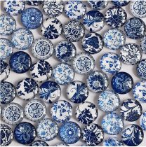 Kék Antik Porcelán Mintás Üveg Kaboson 20mm