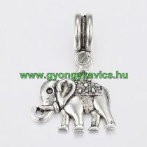   Ezüst Színű Elefánt (2) Charm Medál Nyaklánc Karkötő Ékszer Dísz Köztes 24x14mm
