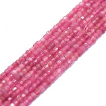   Fazettált Rózsaszín Turmalin Rubellit Kocka Ásványgyöngy Gyöngyfüzér 2x2mm