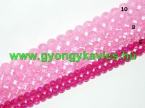   Roppantott Rózsaszín Üveg Hegyikristály Másolat (sötét) Gyöngy 6mm