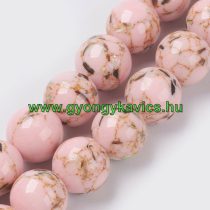   Rózsaszín Szintetikus Gyöngy Valódi Kagyló Darabokkal Gyöngyfüzér 6mm